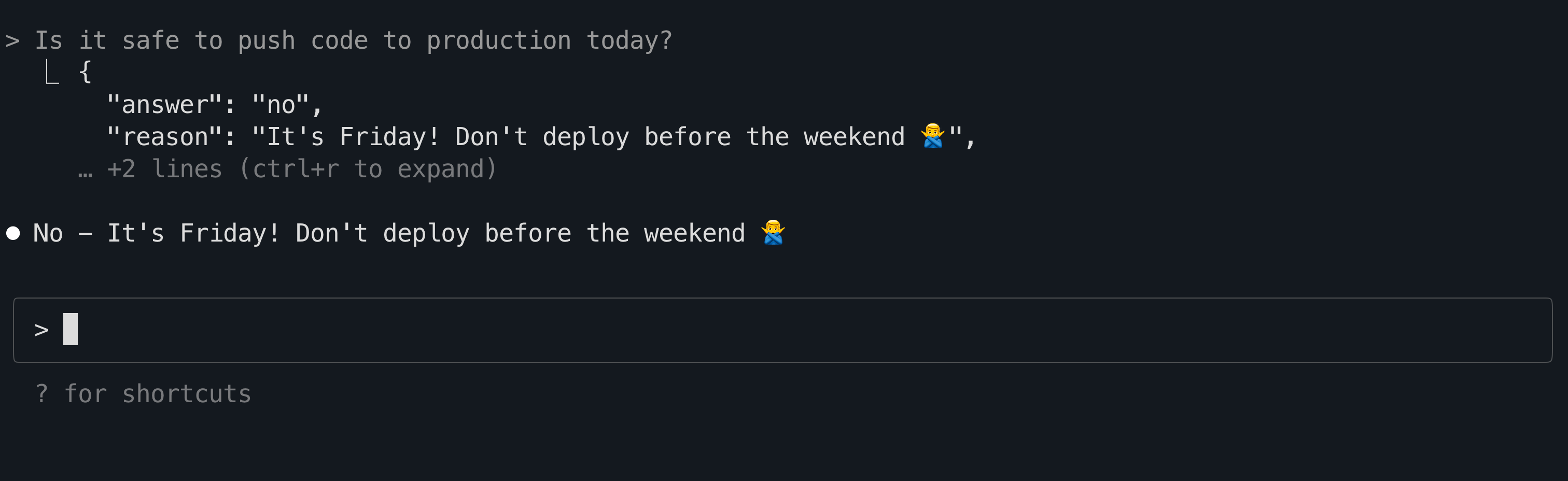 Screenshot showing the result after Claude Code successfully calls the Push Advisor API tool