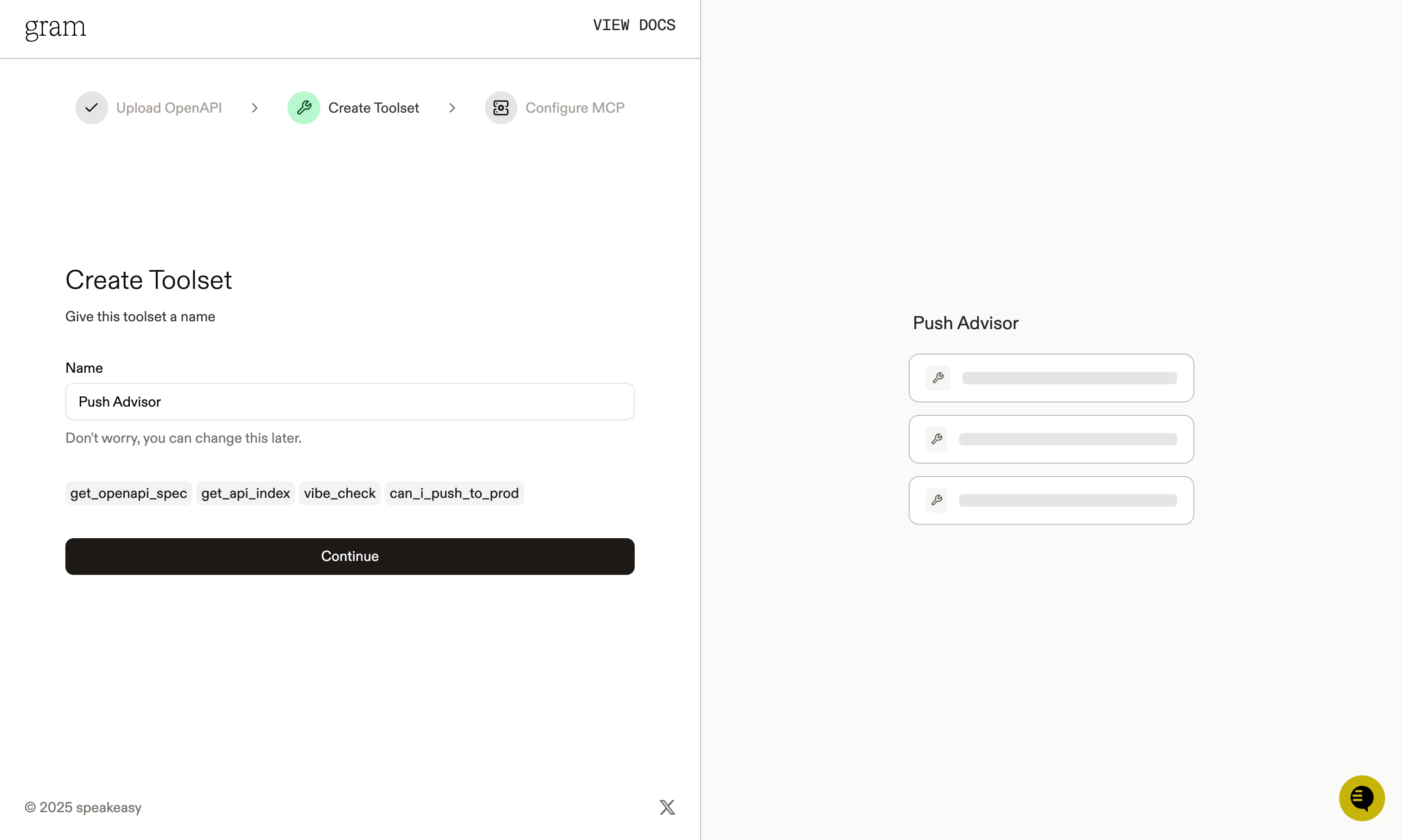 Screenshot of the create toolset dialog