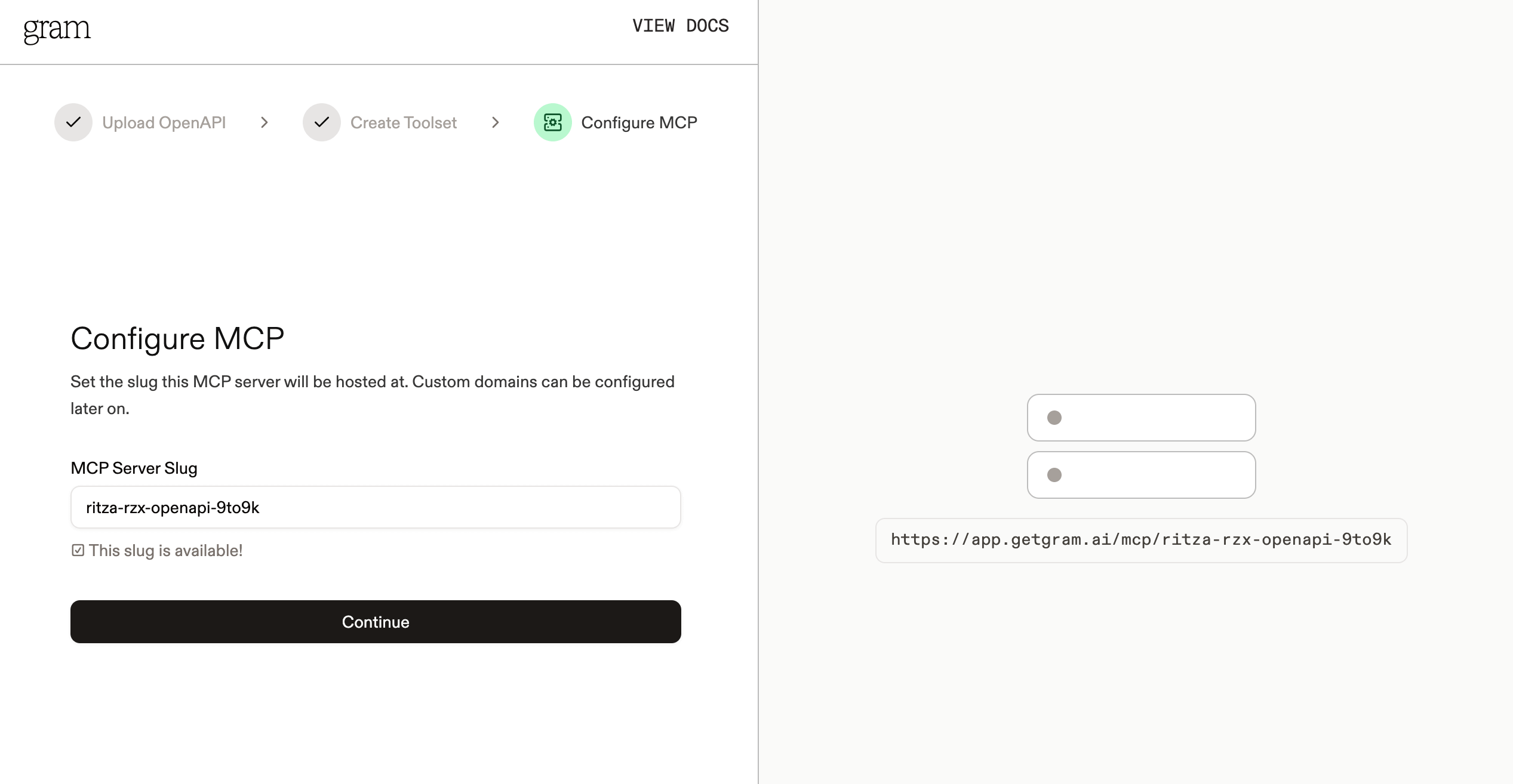 Screenshot of the configure MCP dialog