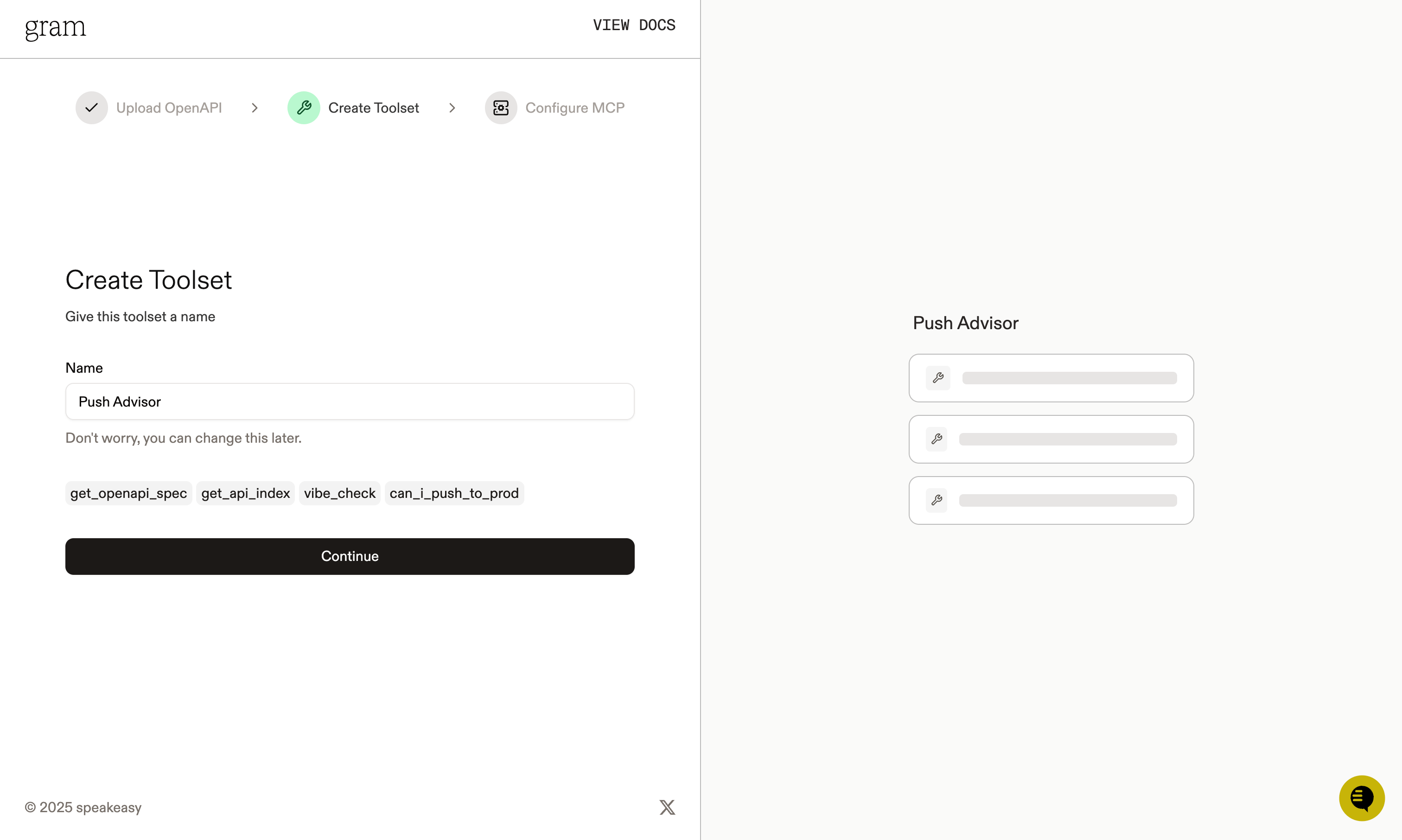 Screenshot of the create toolset dialog