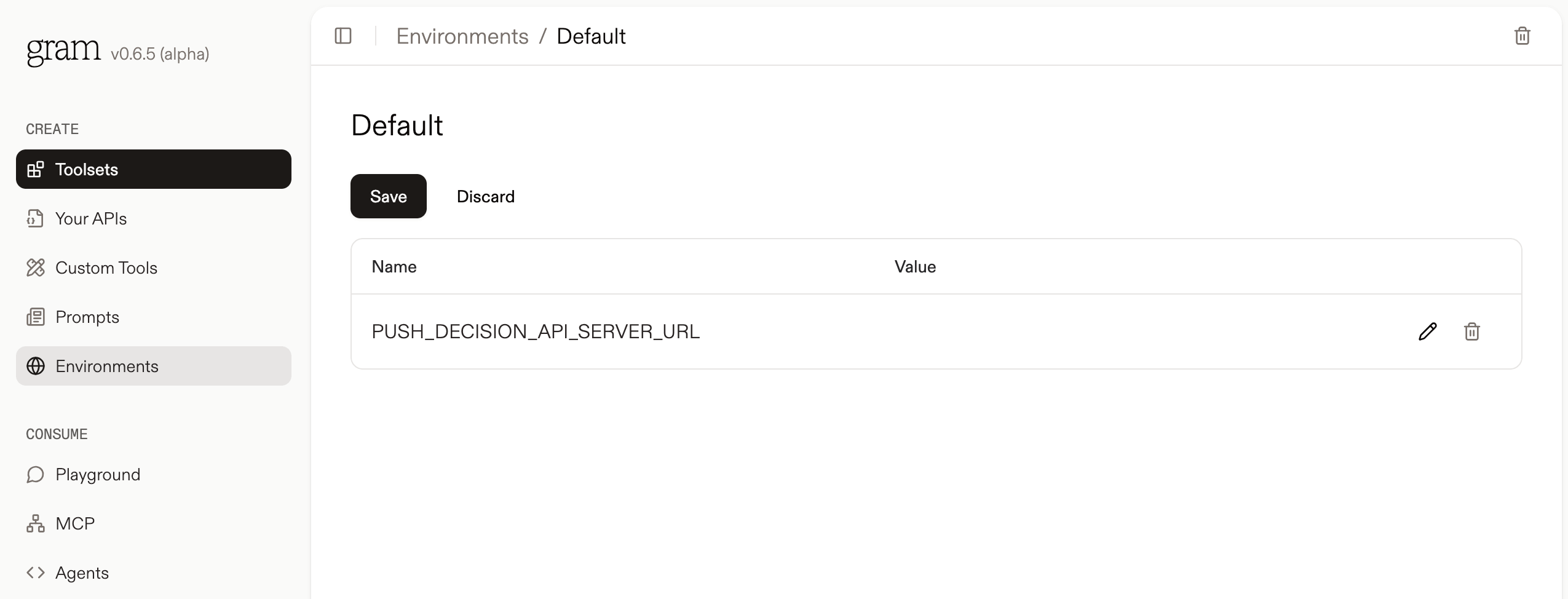 Screenshot showing setting the server URL environment variable