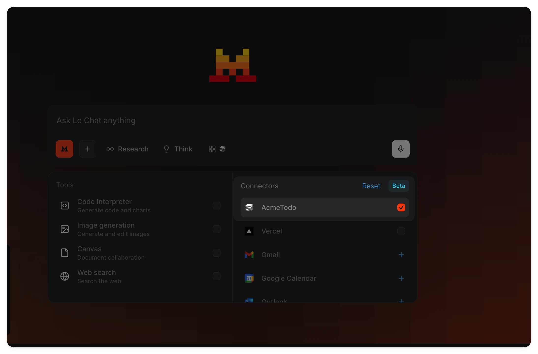 Screenshot showing the Mistral connector installed